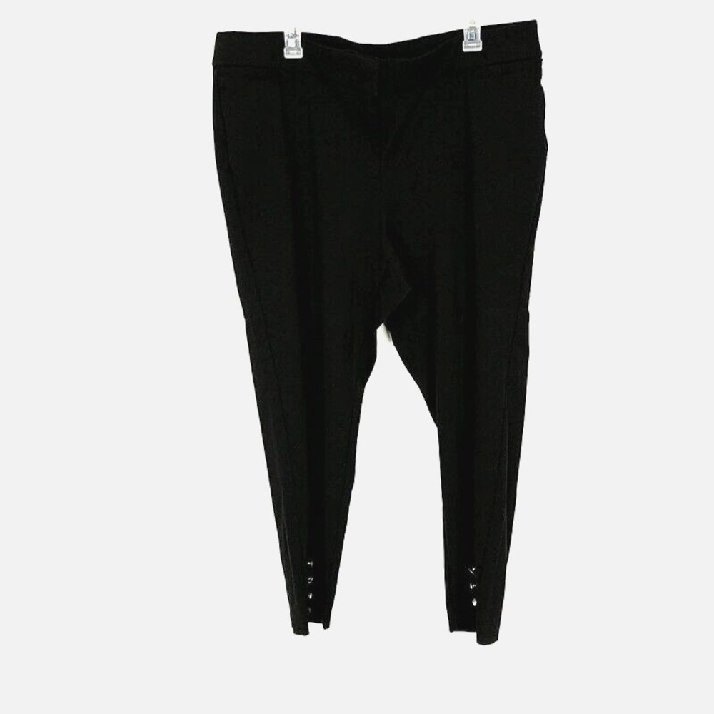 Lane Bryant‎ Black Ponte Knit Pants Ankle Crop Button Detail Career Office sz 20